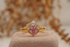 Pink Sapphire Engagement Ring Set With Diamond Wedding Band - Gigiscc