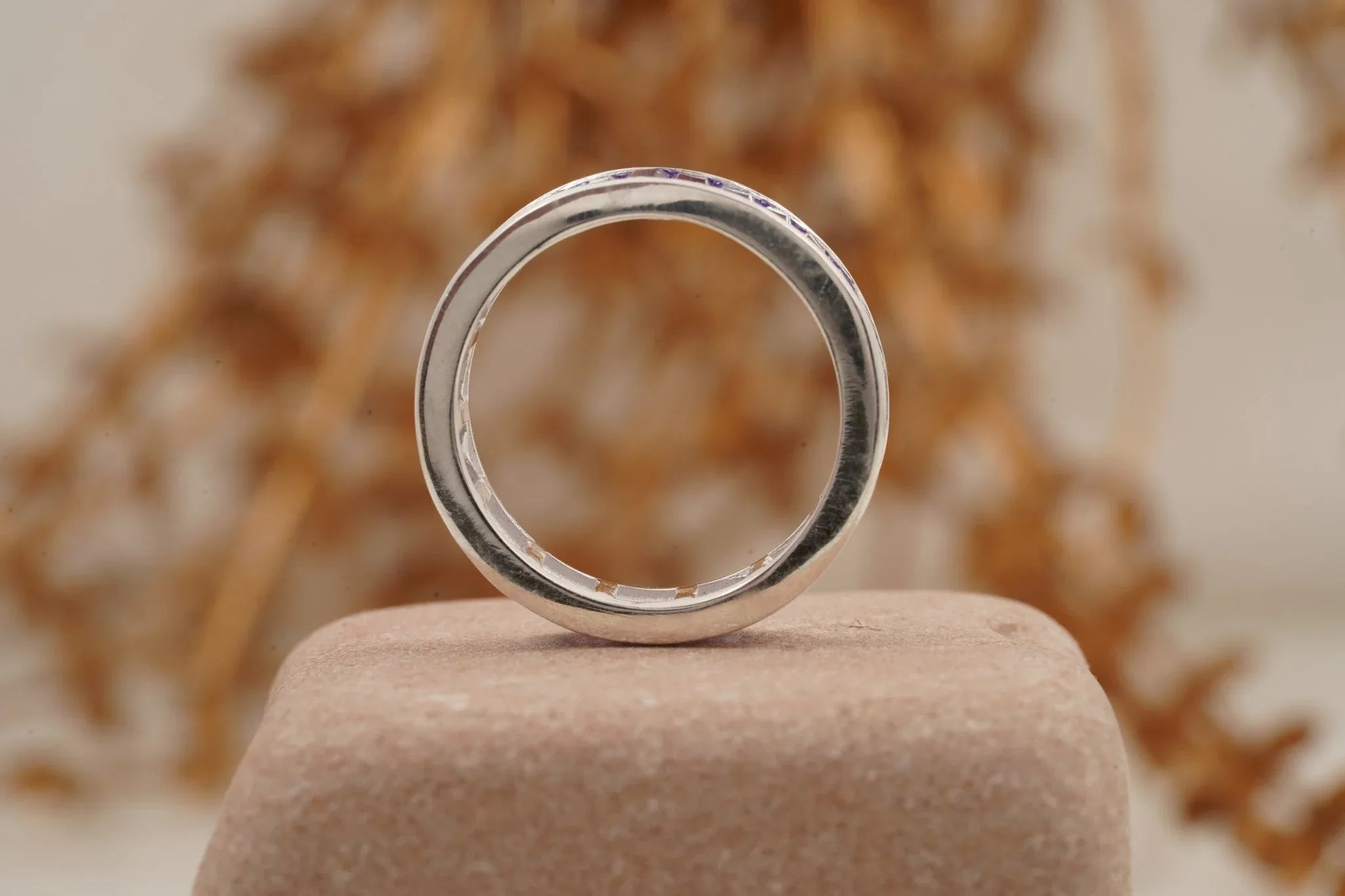 Baguette Cut Amethyst Channel Setting Wedding Band - Gigiscc