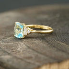 Aquamarine Gemstone Engagement Ring Emerald Cut Ring For Women - Gigiscc