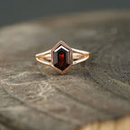 Hexagon Cut Red Garnet Stacking Ring - Gigiscc