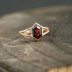 Hexagon Cut Red Garnet Stacking Ring - Gigiscc
