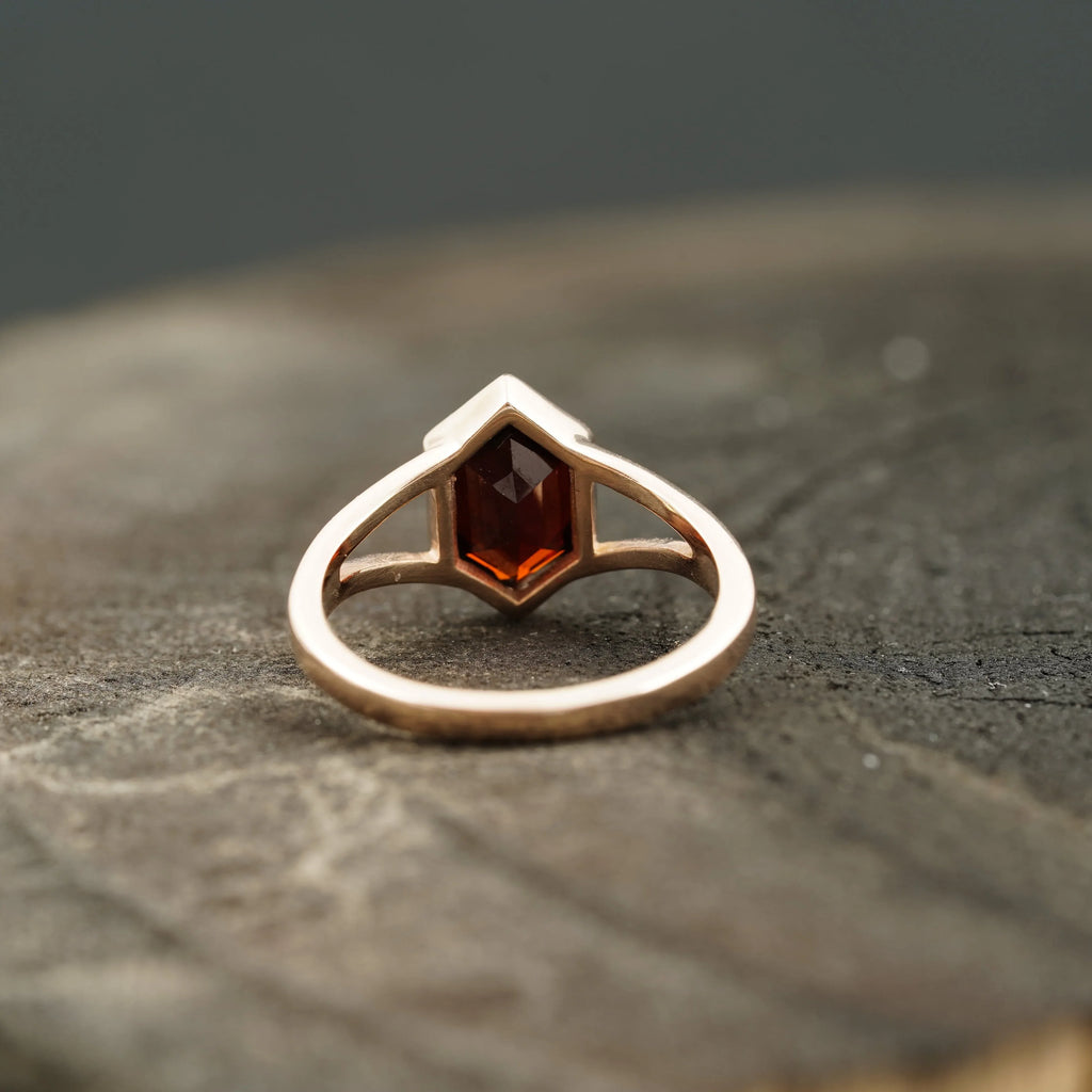 Hexagon Cut Red Garnet Stacking Ring - Gigiscc