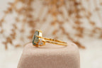 Kite Cut Moss Agate Cluster Diamond Engagement Ring - Gigiscc