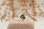 Moss Agate Leaf Hexagon Engagement Ring - Gigiscc