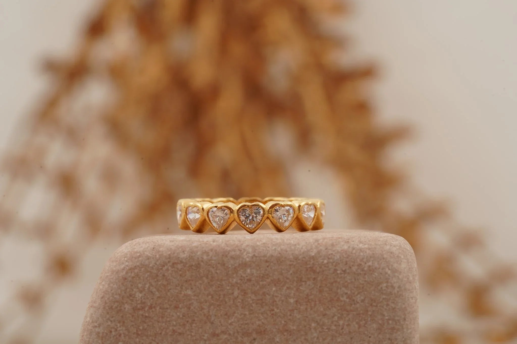 Heart Shaped Moissanite Bezel Set Stacking Wedding Band - Gigiscc