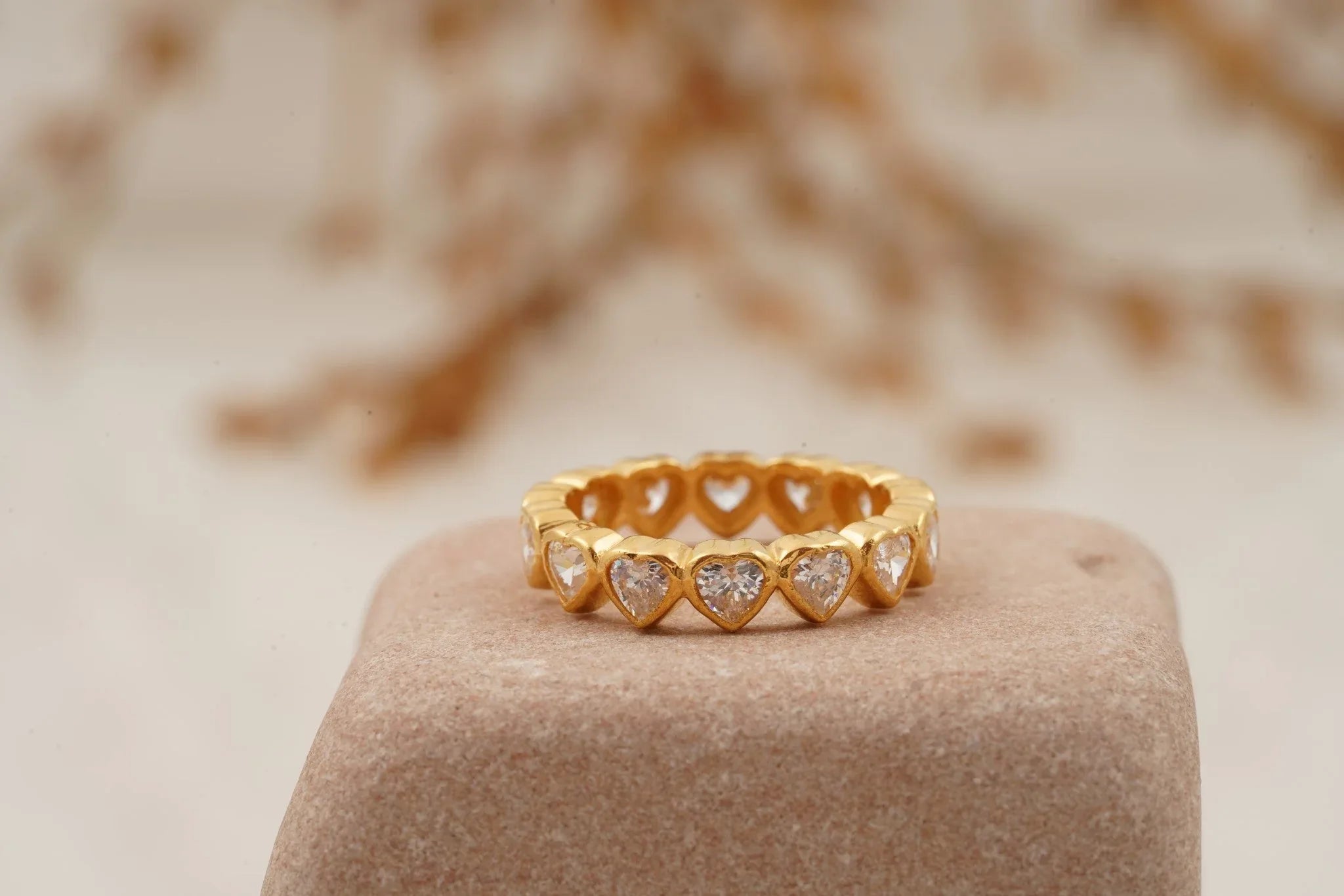 Heart Shaped Moissanite Bezel Set Stacking Wedding Band - Gigiscc