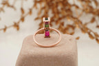 Baguette Cut Watermelon Tourmaline Bicolor Engagement Ring - Gigiscc