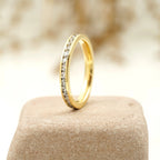 Bezel Set Diamond Stacking 14k Solid Gold Women's Wedding Band - Gigiscc