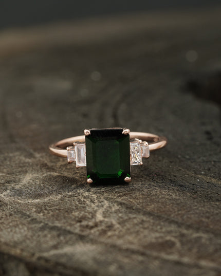 Green Emerald Gemstone Engagement Ring