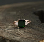 Green Emerald Gemstone Engagement Ring - Gigiscc