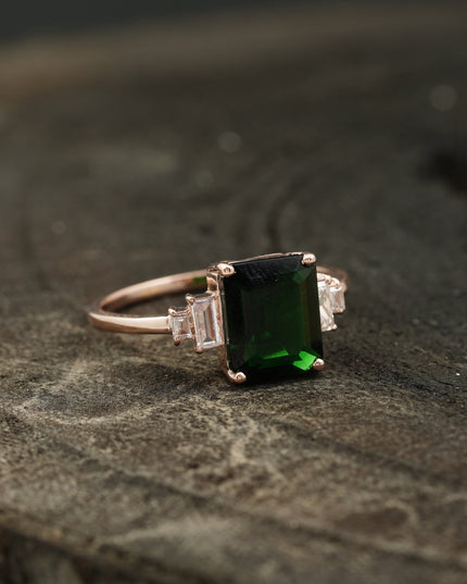 Green Emerald Gemstone Engagement Ring