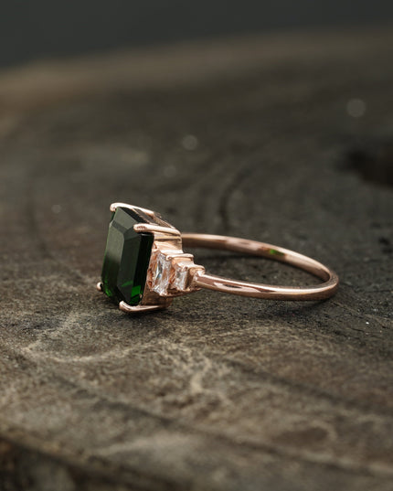 Green Emerald Gemstone Engagement Ring