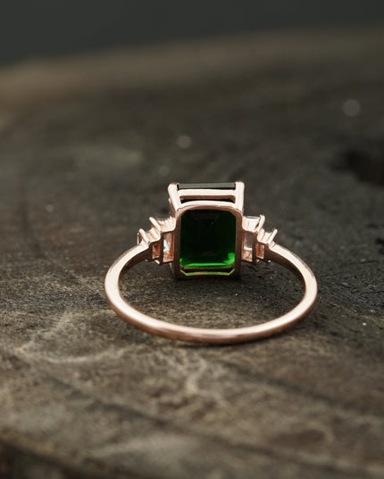 Green Emerald Gemstone Engagement Ring