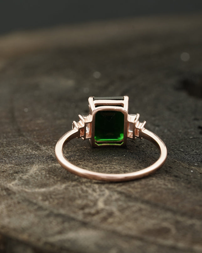 Green Emerald Gemstone Engagement Ring