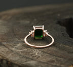 Green Emerald Gemstone Engagement Ring - Gigiscc