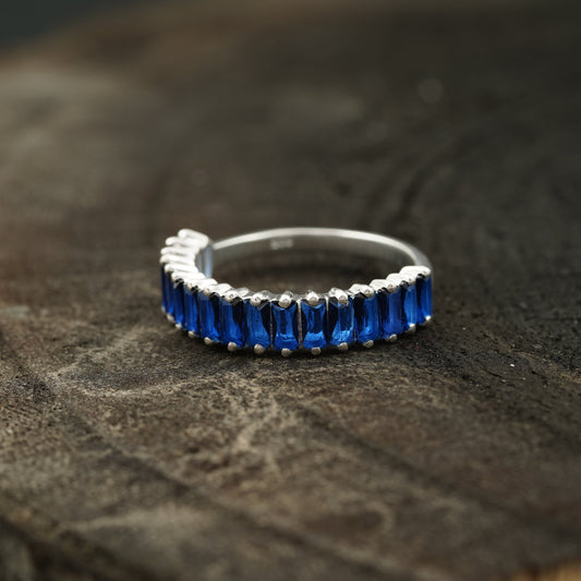 Sapphire Wedding Band | Womens Ring Left Angle