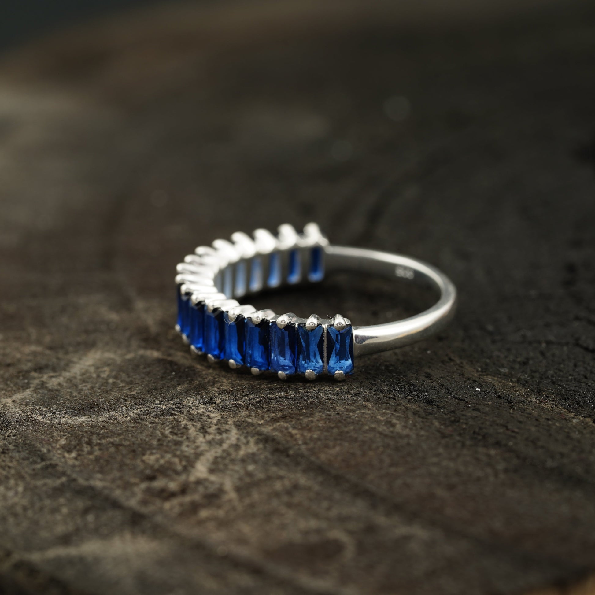Sapphire Wedding Band | Womens Ring Side Position