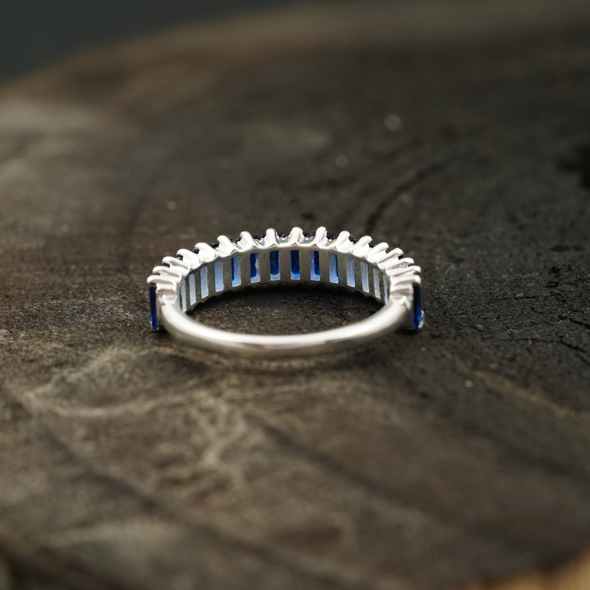 Sapphire Wedding Band | Womens Ring Back Position