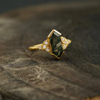 Moss Agate Hexagon Engagement Ring - Gigiscc