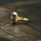 Moss Agate Hexagon Engagement Ring - Gigiscc