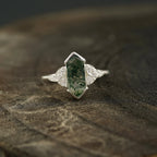 Moss Agate Hexagon Engagement Ring - Gigiscc