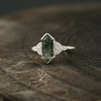 Moss Agate Hexagon Engagement Ring - Gigiscc