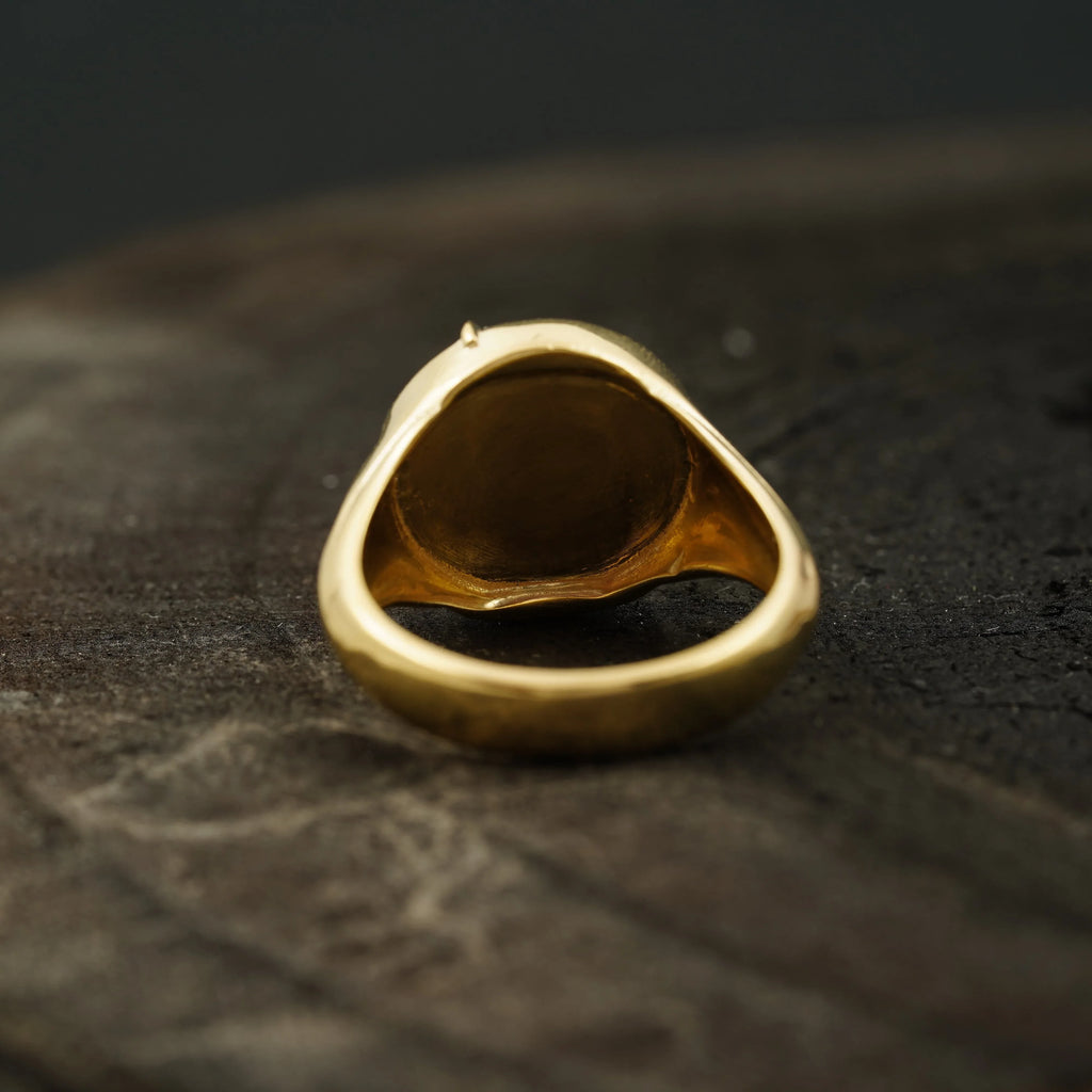 Flash Design 14k Solid Gold Mens Signet Ring - Gigiscc