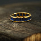 Blue Sapphire Channel Set Full Eternity Wedding Band - Gigiscc
