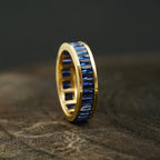 Blue Sapphire Channel Set Full Eternity Wedding Band - Gigiscc
