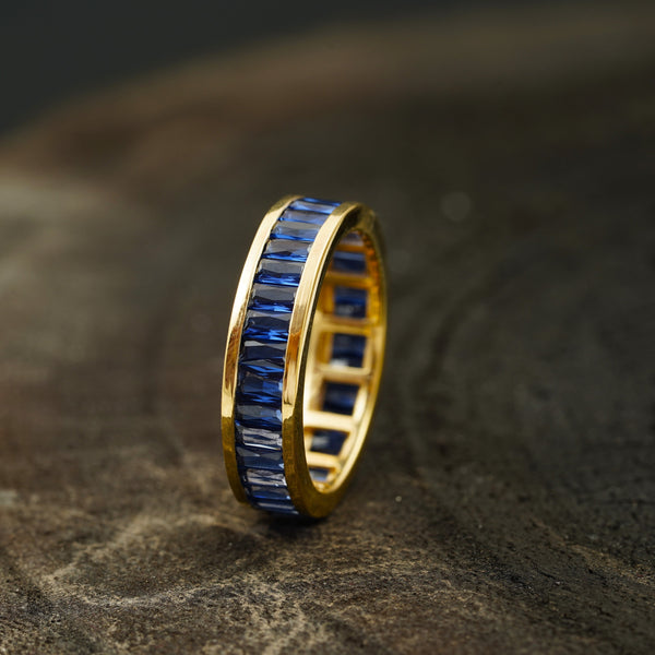 Blue Sapphire Channel Set Full Eternity Wedding Band