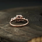 Round Alexandrite & Moonstone Inspired Leaf Design Engagement Ring - Gigiscc