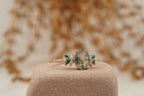 Oval Moss Agate Marquise Emerald And CZ Engagement Ring - Gigiscc