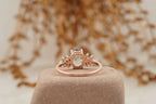 Oval Moss Agate Marquise Emerald And CZ Engagement Ring - Gigiscc