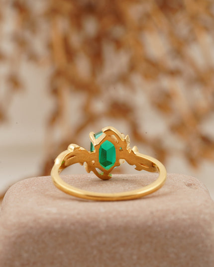 Emerald Hexagon Engagement Ring Back Side