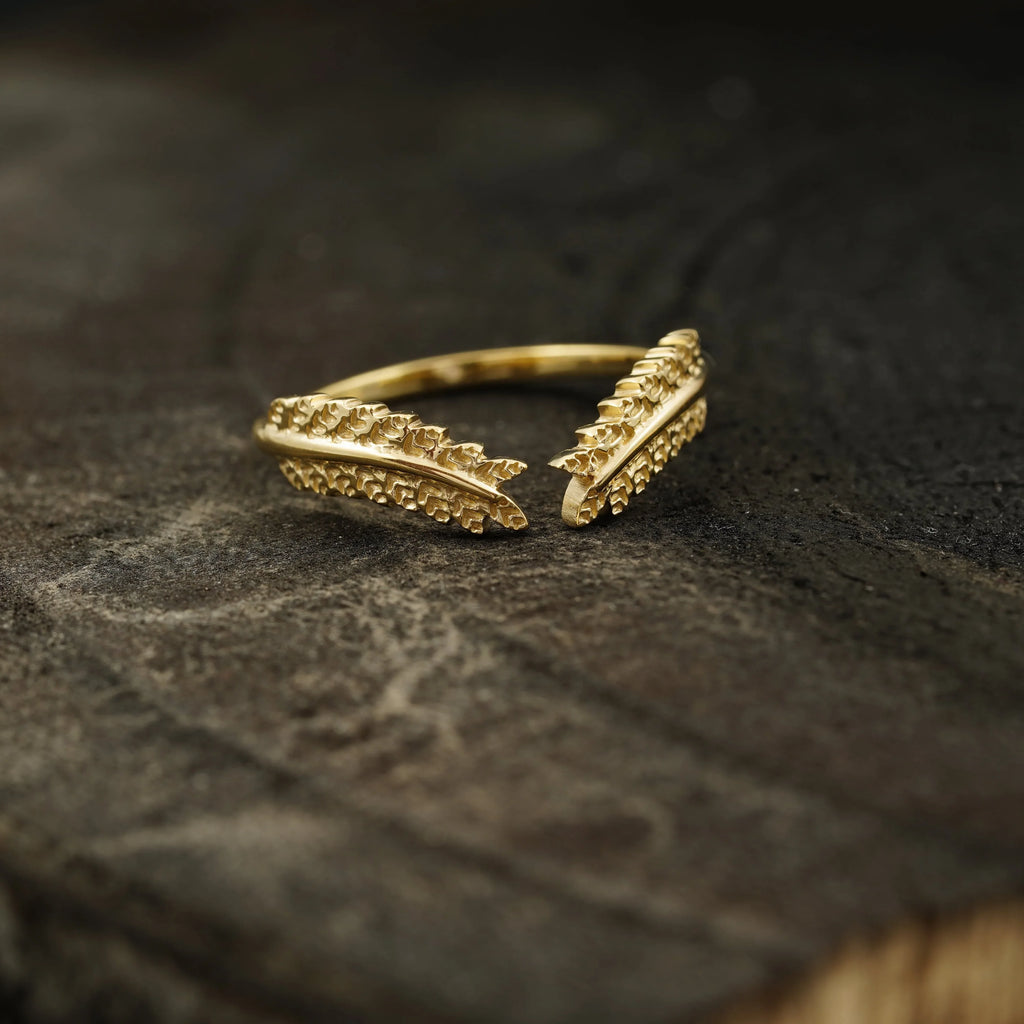 Vintage Leaf Open Wedding Band - Gigiscc
