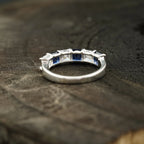 Princess Cut Sapphire And Diamond 925 Silver Wedding Band - Gigiscc