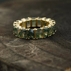 Baguette Cut Moss Agate Wedding Band 10K Sold Gold - Gigiscc