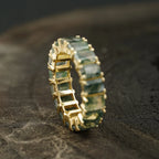 Baguette Cut Moss Agate Wedding Band 10K Sold Gold - Gigiscc