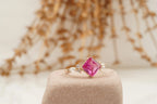 Princess Cut Ruby Ring Marquise Diamond Engagement Ring - Gigiscc