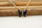 Black Onyx Butterfly Necklace With Diamonds And Prongs - Gigiscc