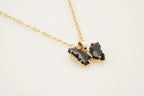 Black Onyx Butterfly Necklace With Diamonds And Prongs - Gigiscc