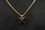 Black Onyx Butterfly Necklace With Diamonds And Prongs - Gigiscc