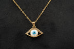 Dainty Evil Eye Pendant Halo Diamond With Gold Chain For Women - Gigiscc