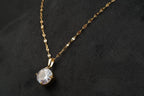 Round Diamond Solid Gold Pendant With Gold Chain - Gigiscc