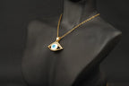 Dainty Evil Eye Pendant Halo Diamond With Gold Chain For Women - Gigiscc