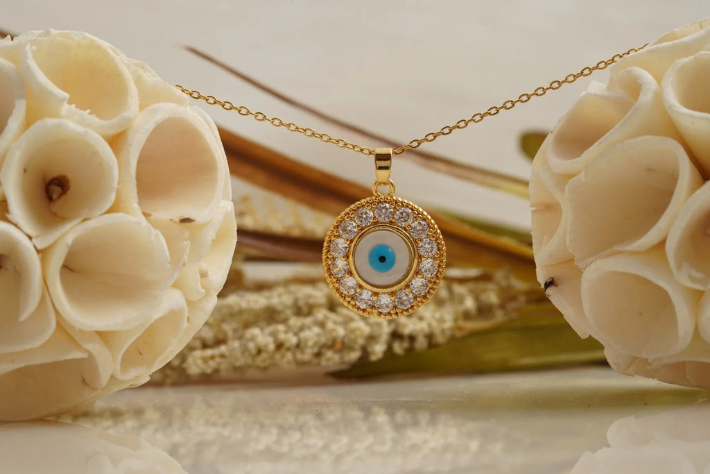 Evil Eye Pendant Necklace With Diamond With Gold Chain For Women - Gigiscc