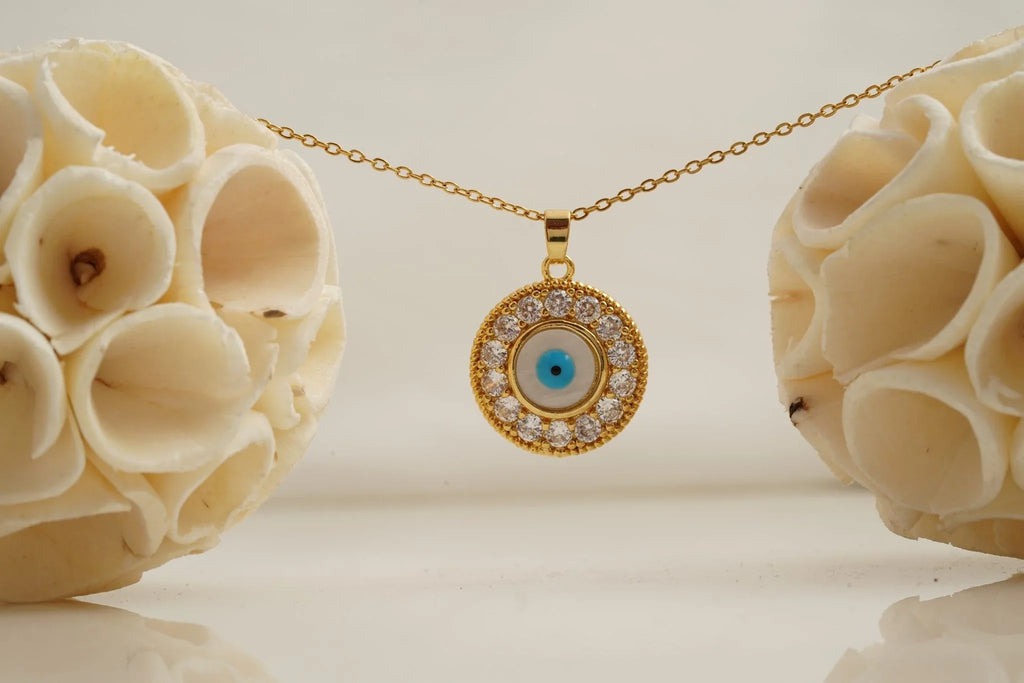 Evil Eye Pendant Necklace With Diamond With Gold Chain For Women - Gigiscc