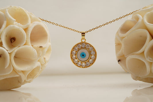 Evil Eye Pendant Necklace With Diamond With Gold Chain For Women