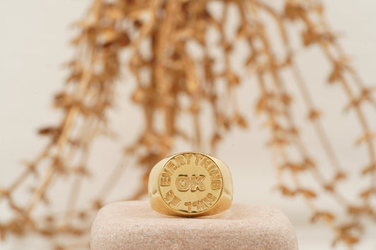 Everything Will Be Ok Engrave Solid Gold Ring For Women & Men