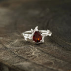 Red Garnet Leaf Engagement Ring - Gigiscc